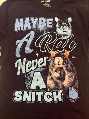 Chemistry Black Tee with Light Blue and Cream Rat Graphic